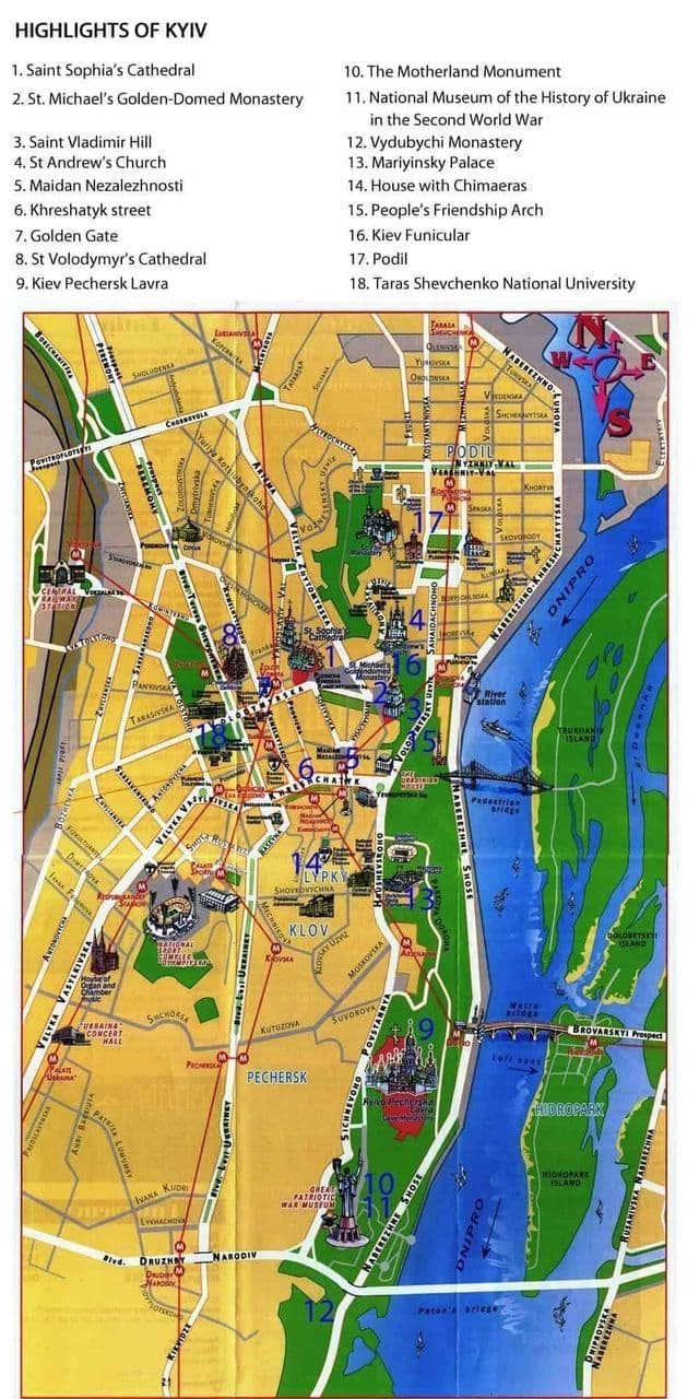 Kiewer Stadtplan zur Besichtigung