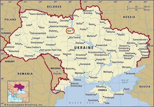 Kiew auf der Ukraine-Karte
